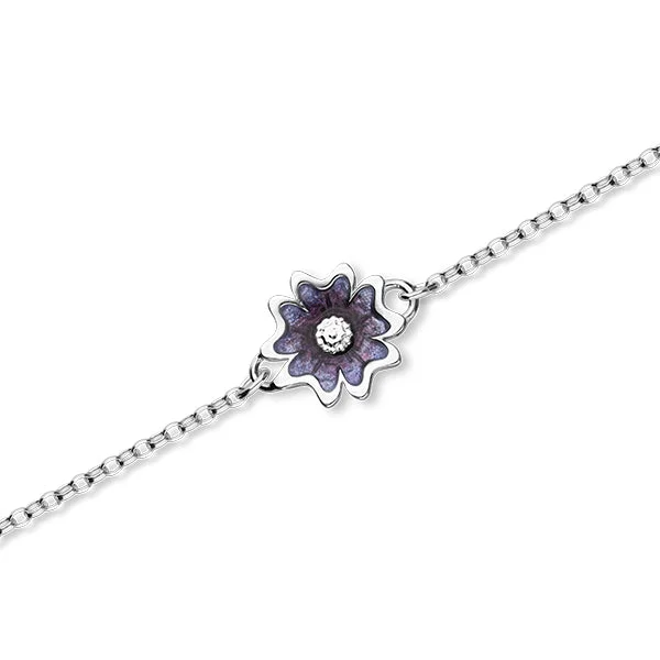 women's engraved bracelets-Scottish Primrose Silver Bracelet EBL112