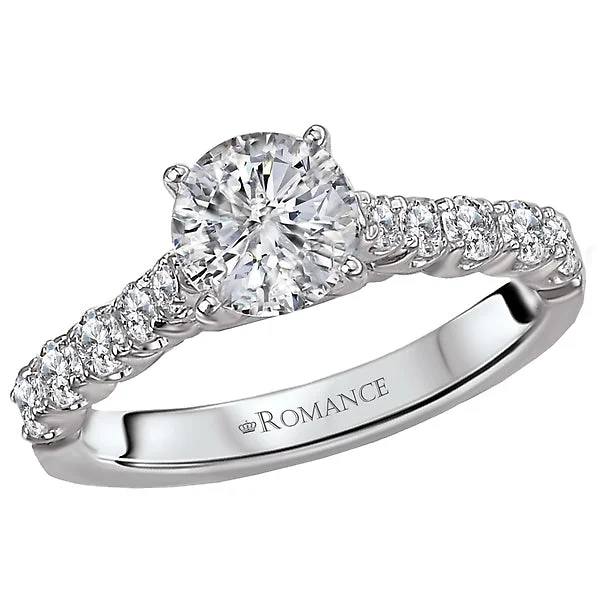 modern engagement rings with diamonds-14K White Gold Classic Semi-Mount Romance Collection Wedding Ring.