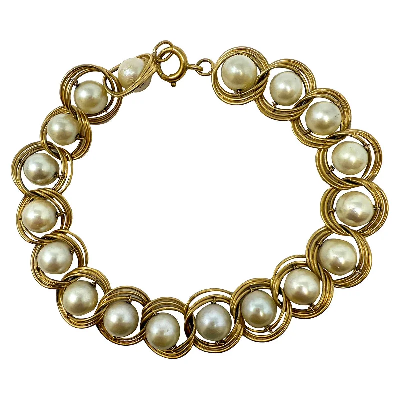 women's chunky bangles-14K Gold Bracelet with Freshwater Pearls