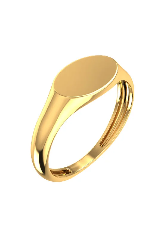 women's sapphire rings-Oval Essential Signet 18K Gold Ring