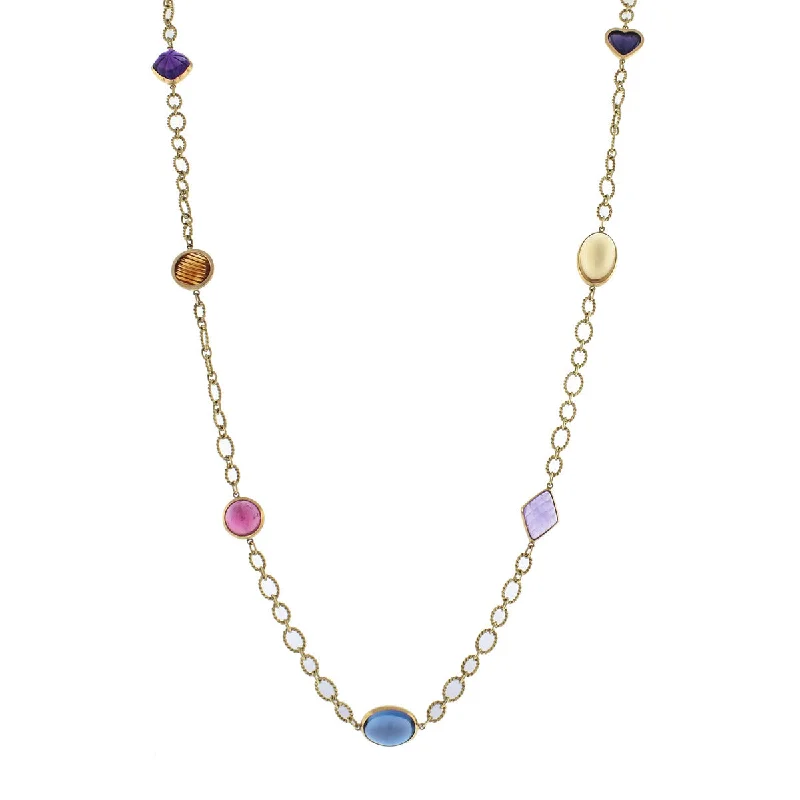 women's statement chain necklaces-Citrine, Topaz, Pink Tourmaline, Iolite, and Amethyst Necklace