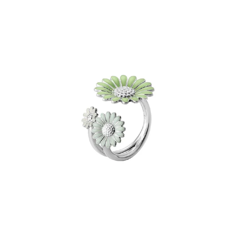 women's anniversary diamond rings-Daisy x Stine Goya White & Green Silver Ring