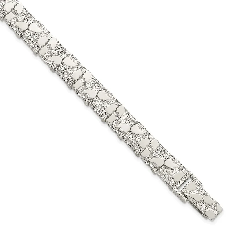 women's infinity bracelets-Sterling Silver 8-inch 9MM Nugget Bracelet