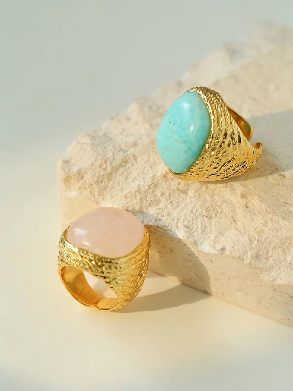 women's cubic zirconia rings-Pink Crystal Turquoise Square Rings