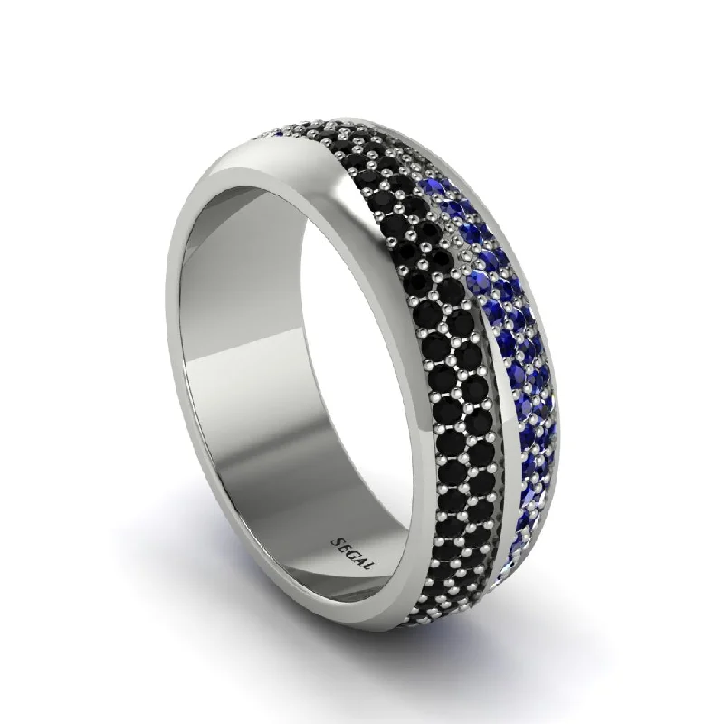 modern diamond engagement rings-1.4Ct Black Diamond & Sapphire Eternity Wedding Ring - Merritt No. 69