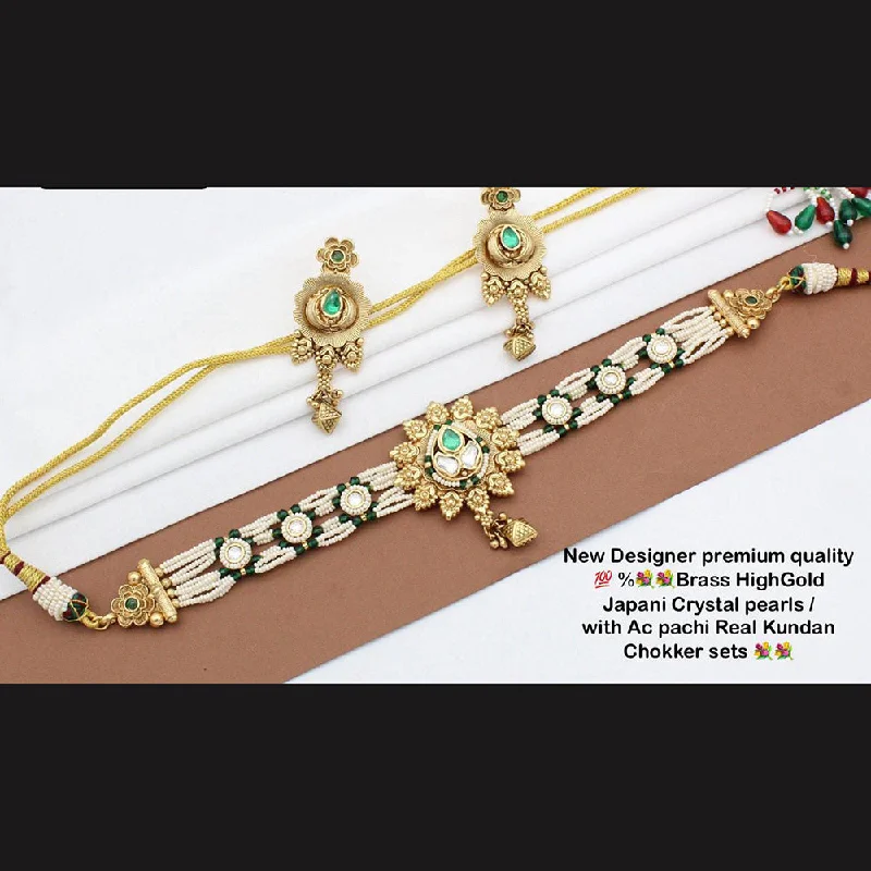 women's nature-inspired necklaces-Manisha Jewellery Gold Plated Pearls Choker Necklace Set