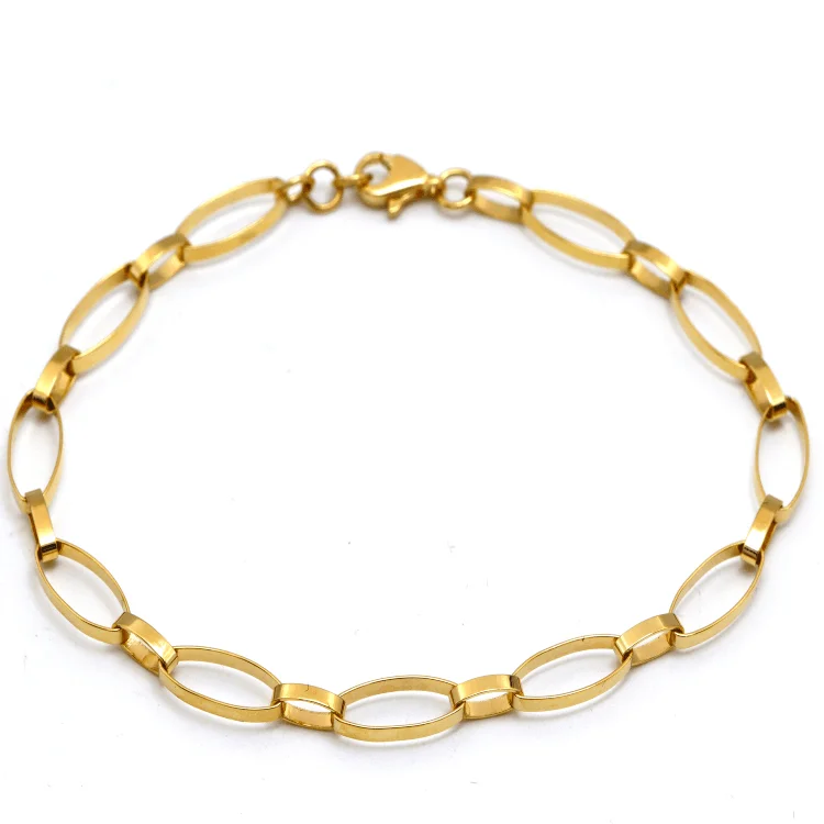 women's star bracelets-Real Gold Bigger Twisted Oval Link Chain Luxury Bracelet (19 CM) 2675 BR1714