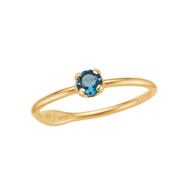 women's fashion rings-My Precious - Rainbow 10K Thin Gold Ring w. Topaz