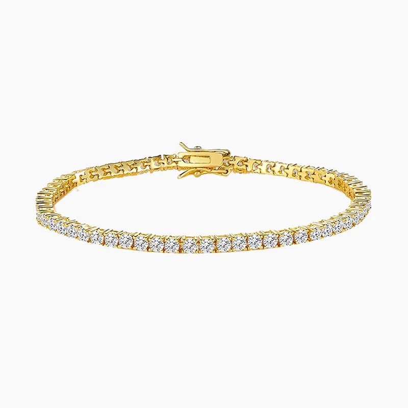 women's simple cuff bracelets-18K Gold Plated Cubic Zirconia Classic Tennis Bracelet