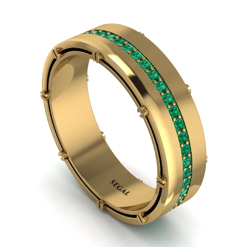 engagement rings for bridesmaids-Emerald Eternal Elegance Men’s Wedding Ring - Roman No. 4