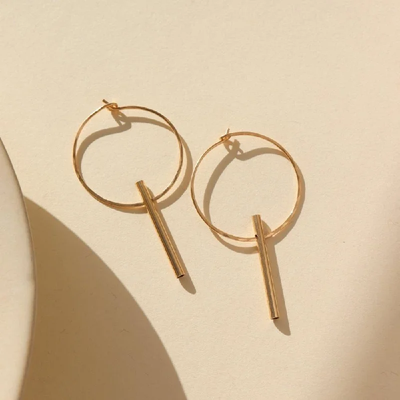 women's dainty gold earrings-Tunnel Hoops