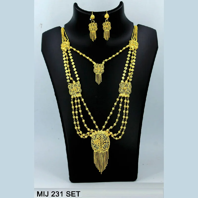 women's gemstone necklaces-Mahavir Forming Gold Necklace Set   - MIJ Set 231