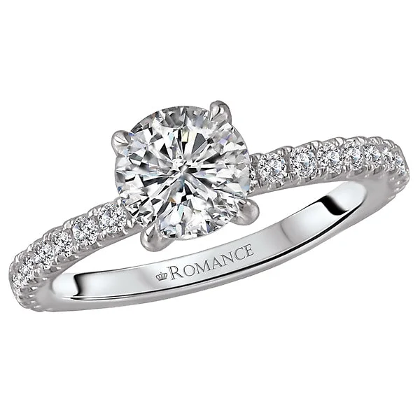 handmade engagement rings-14K White Gold Classic Semi-Mount Romance Collection Wedding Ring.