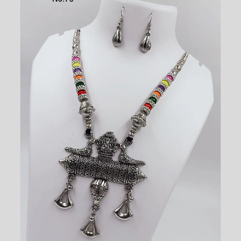 women's personalized necklaces-Kavita Art Oxidised Plated Pearls Necklace Set