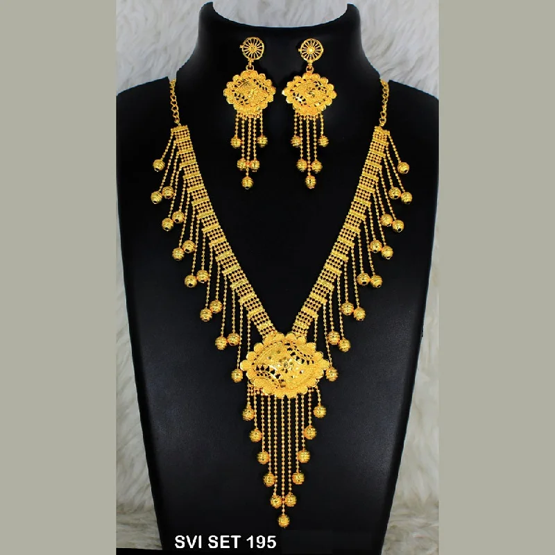 women's leaf necklaces-Mahavir Forming Gold Necklace Set  - SVI SET 195