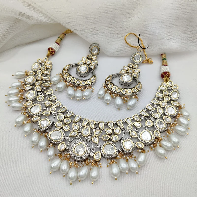 women's diamond necklaces-Jewel Addiction  2Tone  Plated Kundan Necklace Set