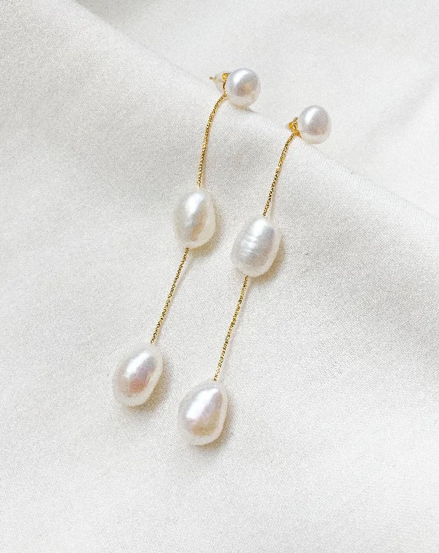 women's pearl drop earrings-Samantha II