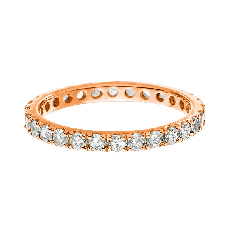 women's wedding rings-Josephine Band Rose Gold White Diamond 2mm