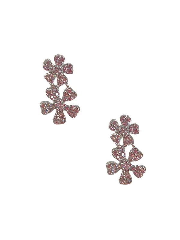 women's intricate design earrings-Double Flower Stud - Silver