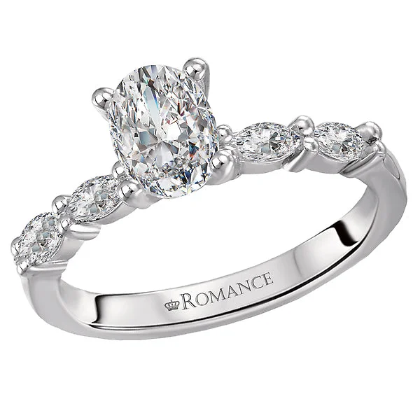 engagement rings for short fingers-14K White Gold Classic Semi-Mount Romance Collection Wedding Ring.