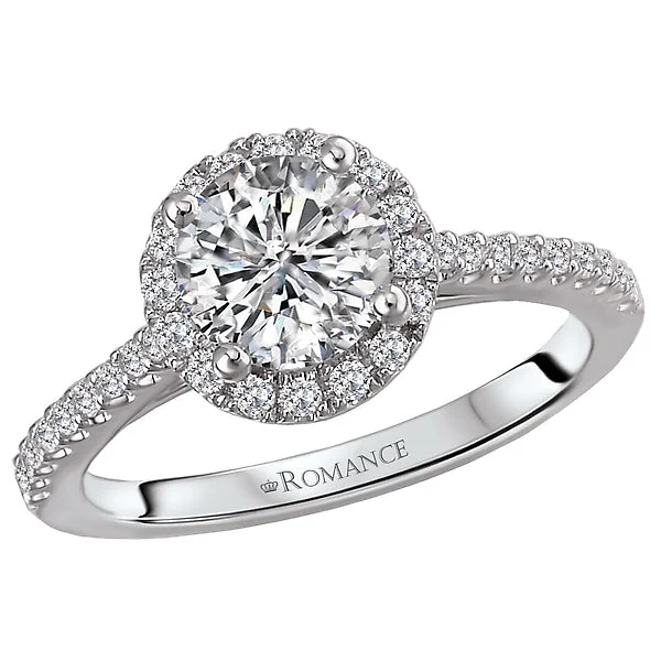 engagement rings for large hands-14K White Gold Halo Semi-Mount Romance Collection Wedding Ring.