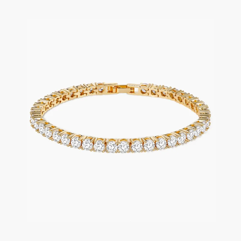 women's boho-style bracelets-18K Gold Plated Cubic Zirconia Classic Tennis Bracelet