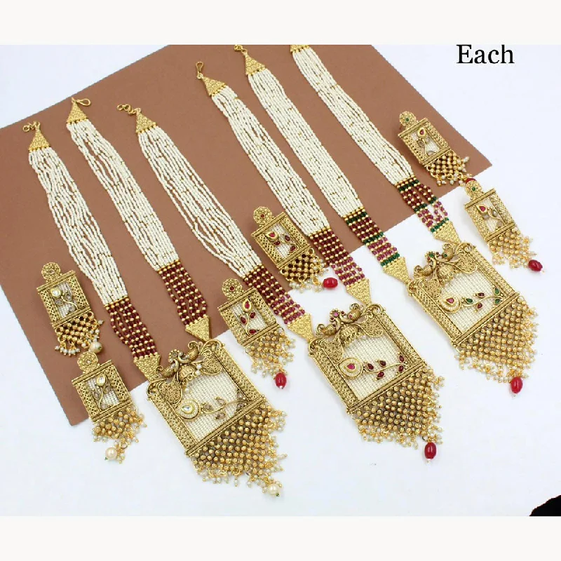 women's sterling silver necklaces-Manisha Jewellery Kundan Stone Gold Plated  Necklace Set