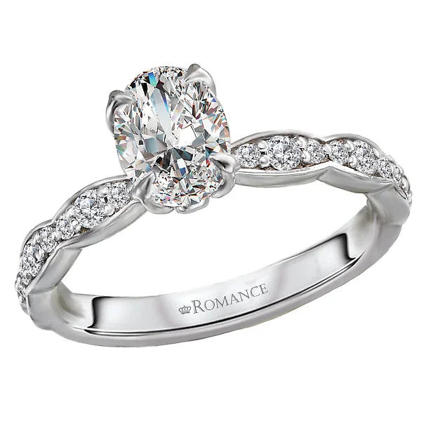 white gold engagement rings-14K White Gold Classic Semi-Mount Romance Collection Wedding Ring.