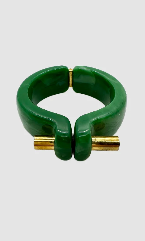 women's pearl bangle bracelets-TRIFARI 60s Jade Like Resin Bracelet