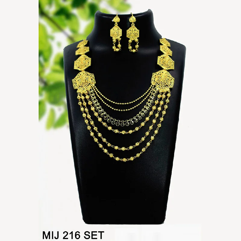 women's infinity necklaces-Mahavir Forming Gold Necklace Set   - MIJ Set 216