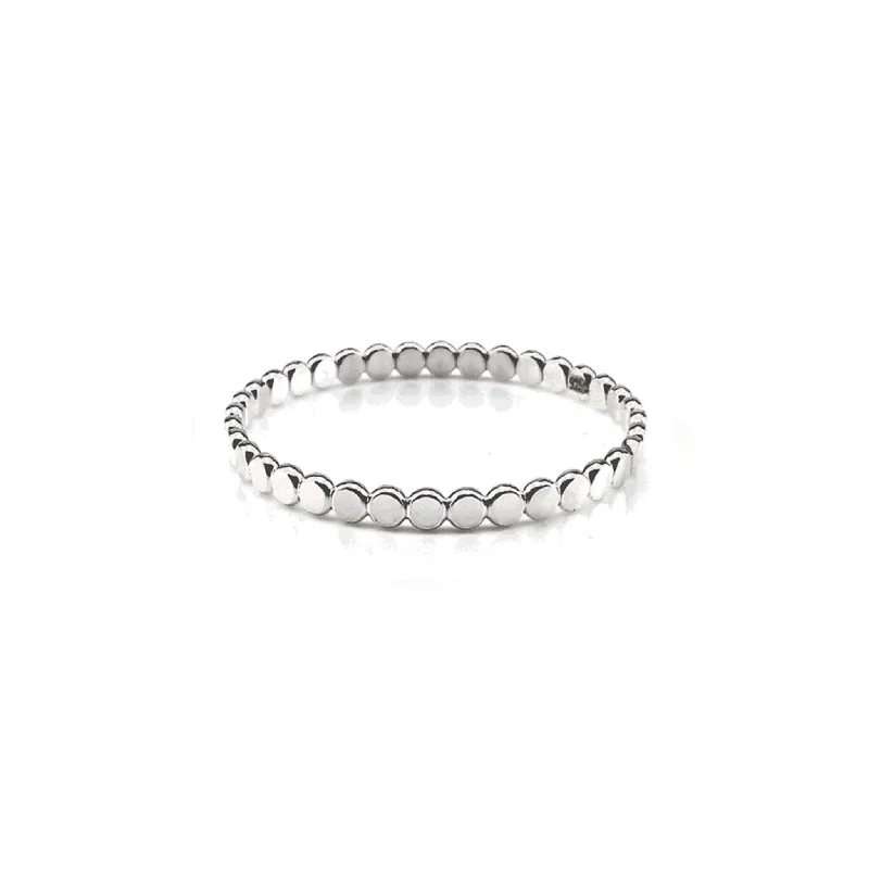 women's oversized gemstone rings-Silver Beaded Stacking Ring