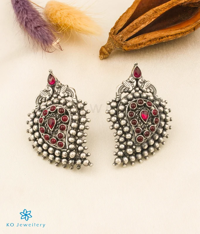 women's gold earrings-The Prashanti Silver Earstuds (Oxidised)