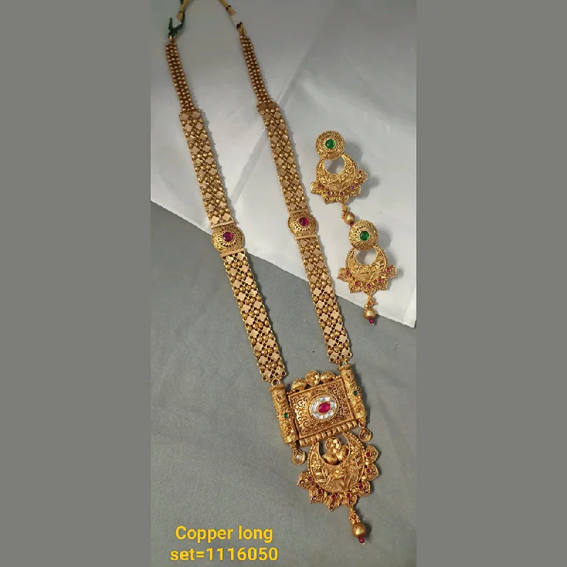 women's ruby necklaces-Padmawati Bangles Copper Long Necklace Set