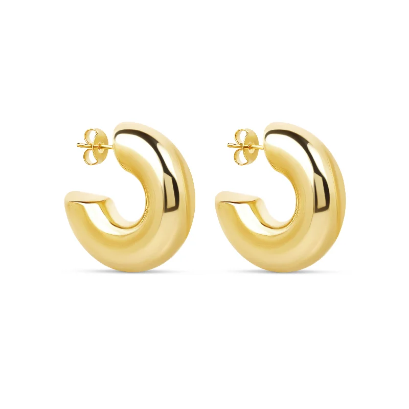 women's affordable earrings-The Medium Gold Hailey Hoops