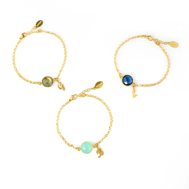 women's woven bracelets-Custom Initial & Birthstone Bracelet