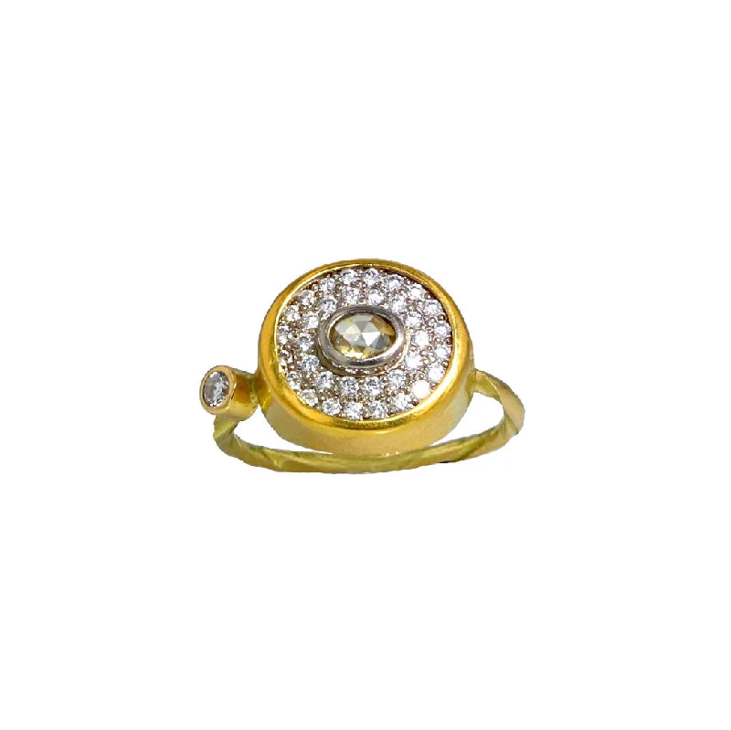 women's cute rings-Pavé small Cocktail 18K & 22K Gold Ring w. Diamonds