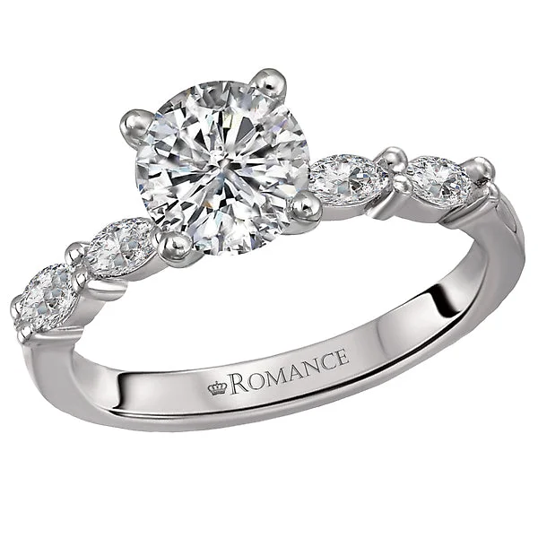 simple engagement rings-14K White Gold Classic Semi-Mount Romance Collection Wedding Ring.