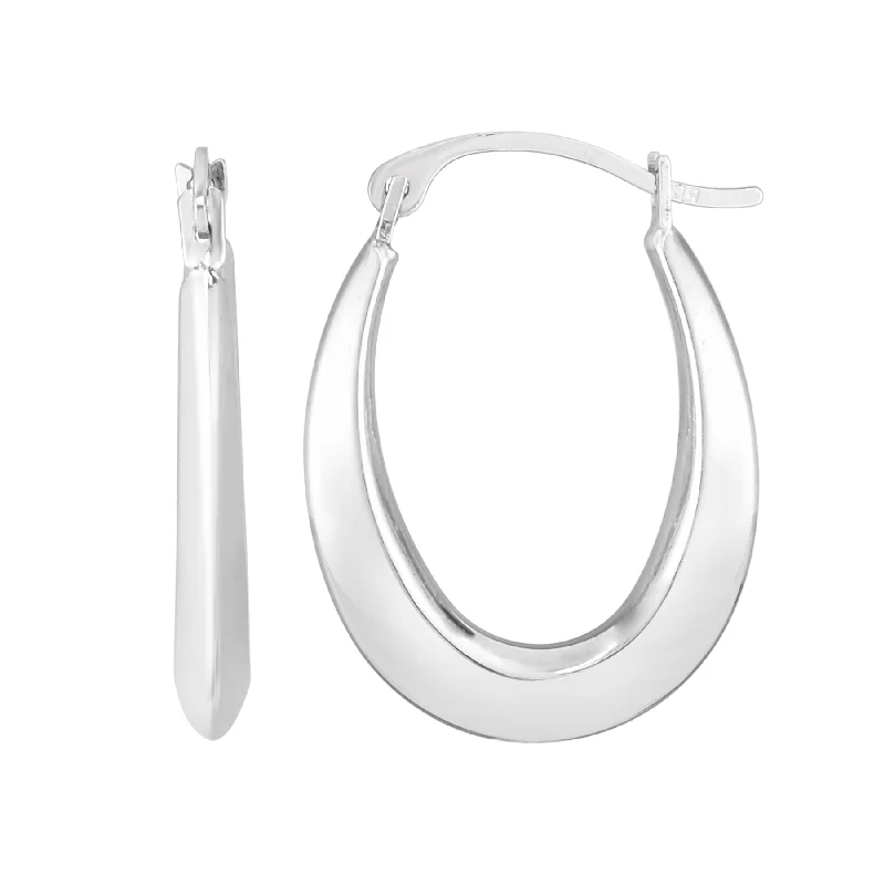 women's dainty gold earrings-10K Gold Oval Light Weight Hoop