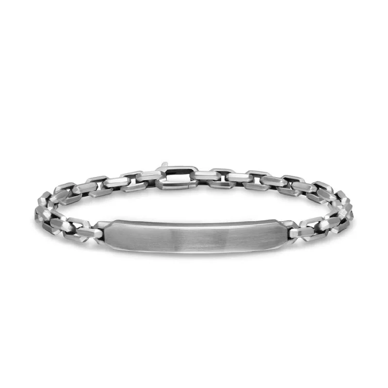 women's adjustable cuff bangles-DY Gents Streamline® ID Bracelet in Sterling Silver, 6.7mm