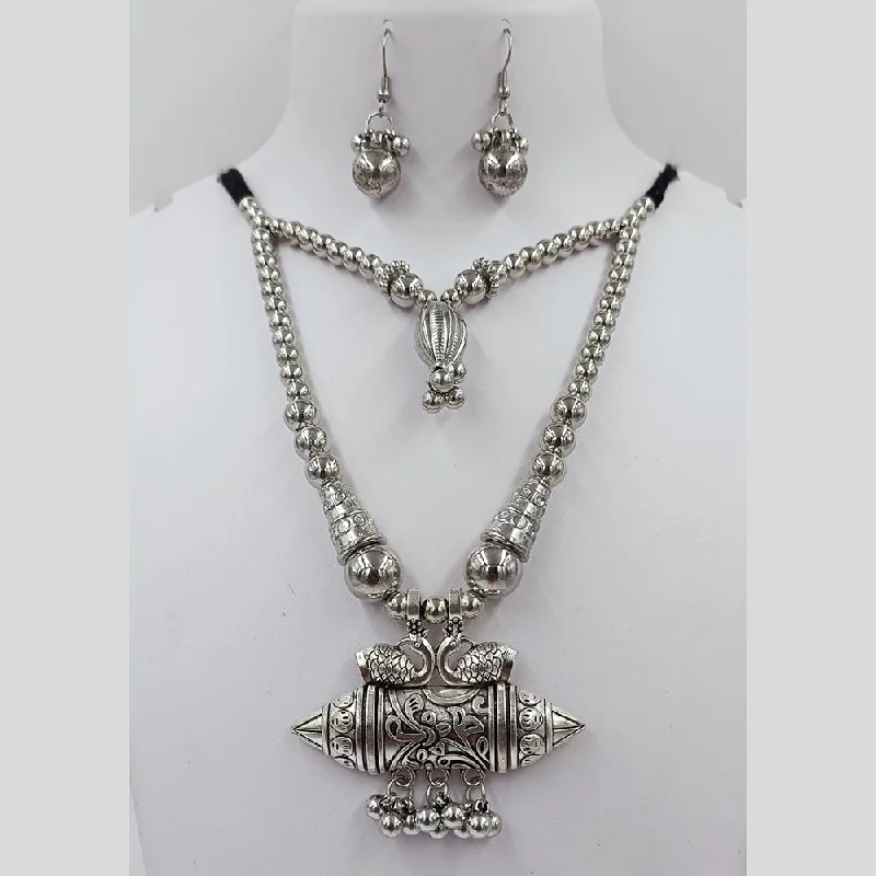 women's minimalist necklaces-Kavita Art Oxidised Plated Necklace Set