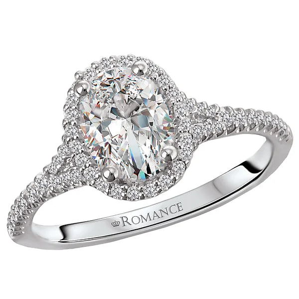 wedding engagement rings-14K White Gold Halo Semi-Mount Romance Collection Wedding Ring.