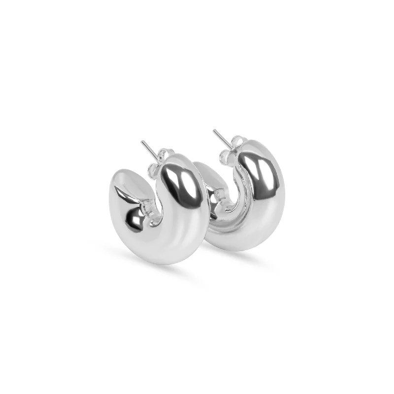 women's elegant drop earrings-THE SILVER HAILEY HOOPS