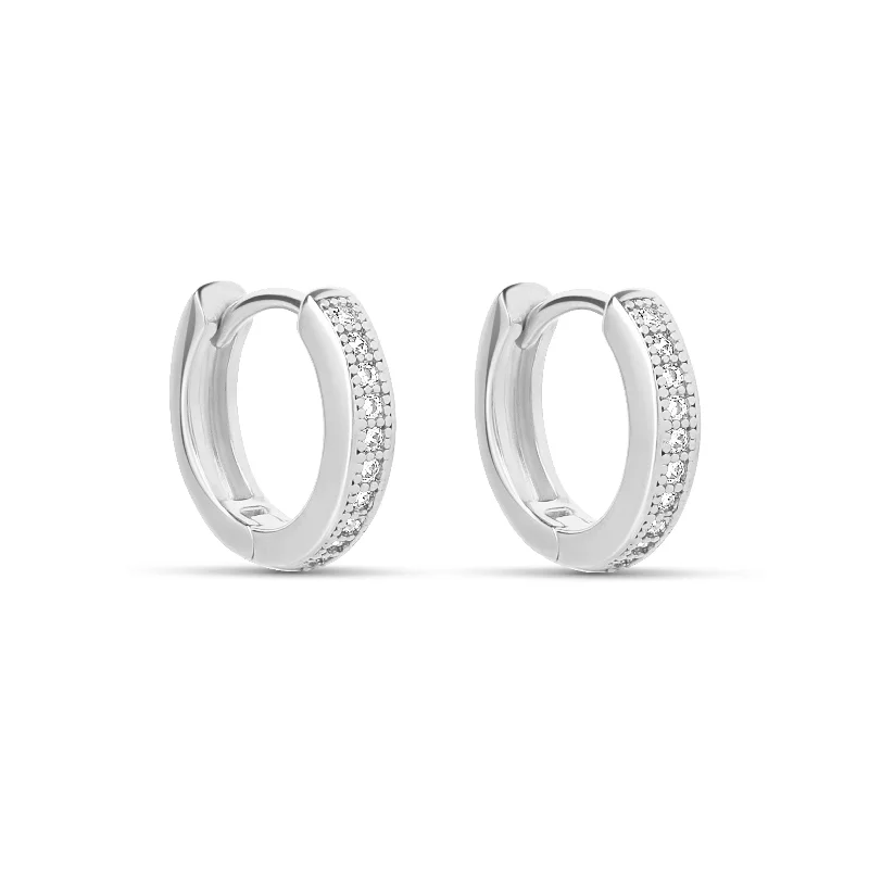 women's bohemian earrings-The Silver 14mm Melrose Huggies