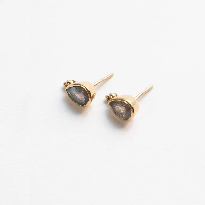 women's sapphire earrings-Labradorite & Gold Mandvi Studs