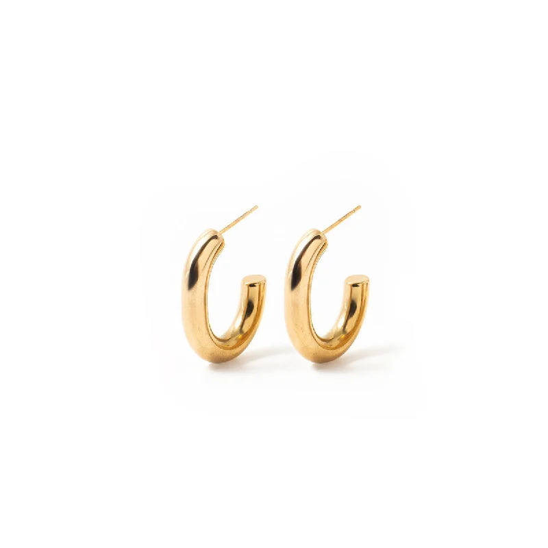 women's small earrings-Pipe Gold Hoops