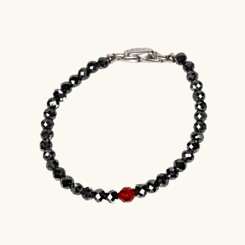 women's sleek silver bangles-Red and Black Moissanite Bracelet