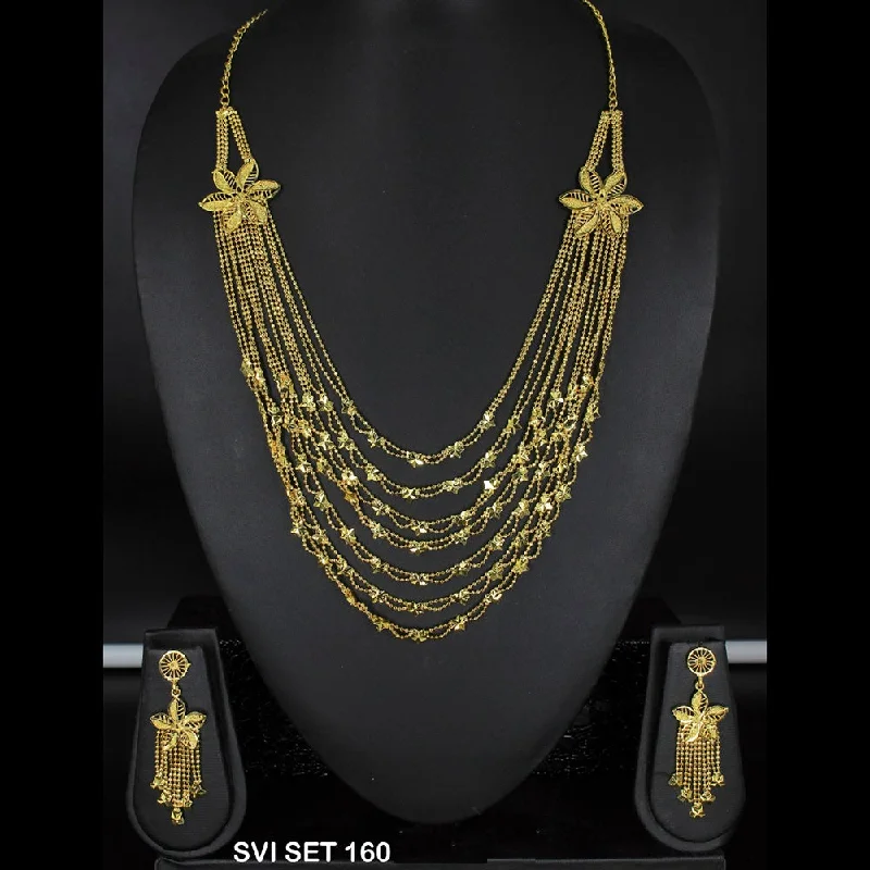 women's gemstone necklaces-Mahavir Forming Gold Necklace Set   - SVI SET 160