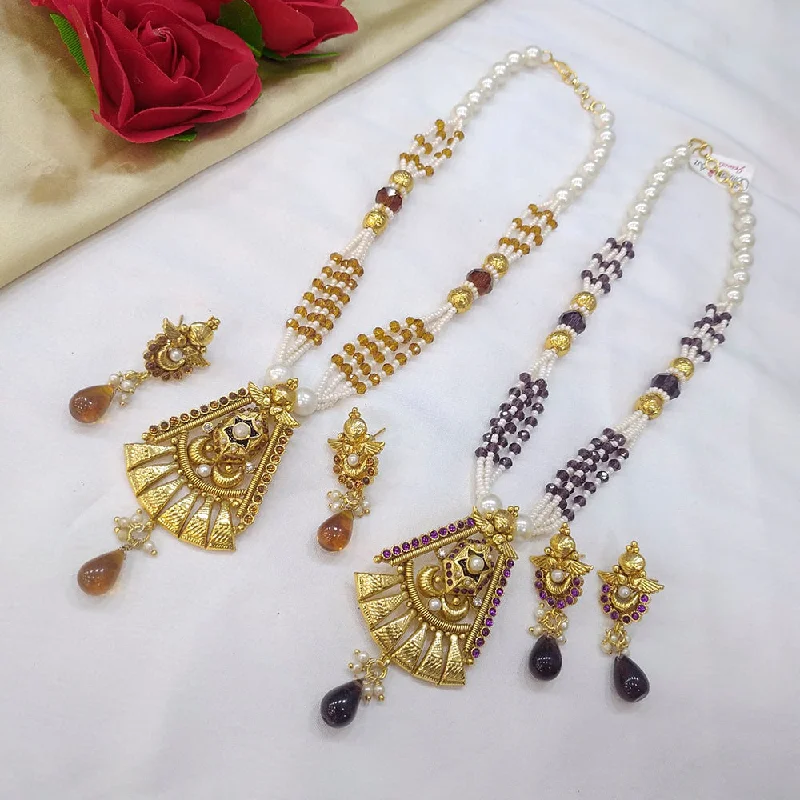 women's short necklaces-Manisha Jewellery Kundan Stone Gold Plated  Necklace Set