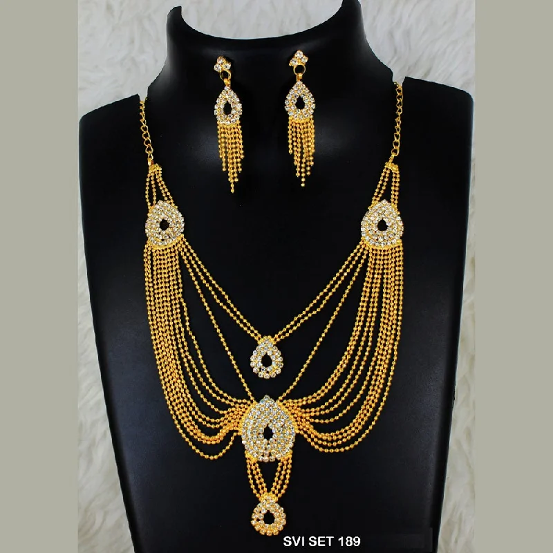 women's statement pendant necklaces-Mahavir Forming Gold Necklace Set  - SVI SET 189