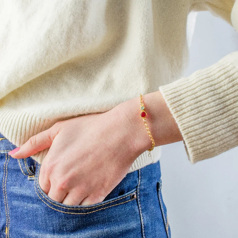 women's leather bracelets-Mother's Birthstone Bar Bracelet : Available in All Birthstones